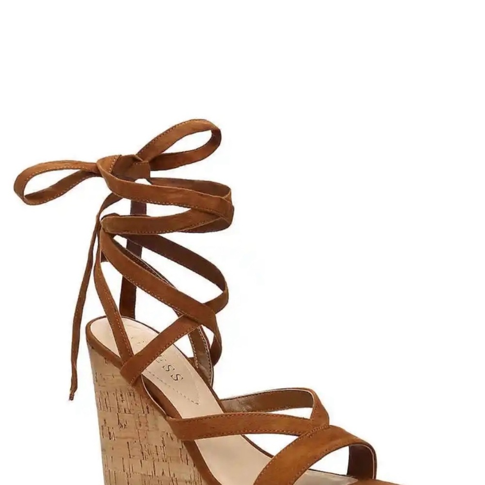 Women's Guess Brown Strappy Wedge Sandals